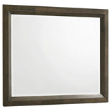 Atlas Bedroom Dresser Mirror Dark Oak, front view showing open corner frame
