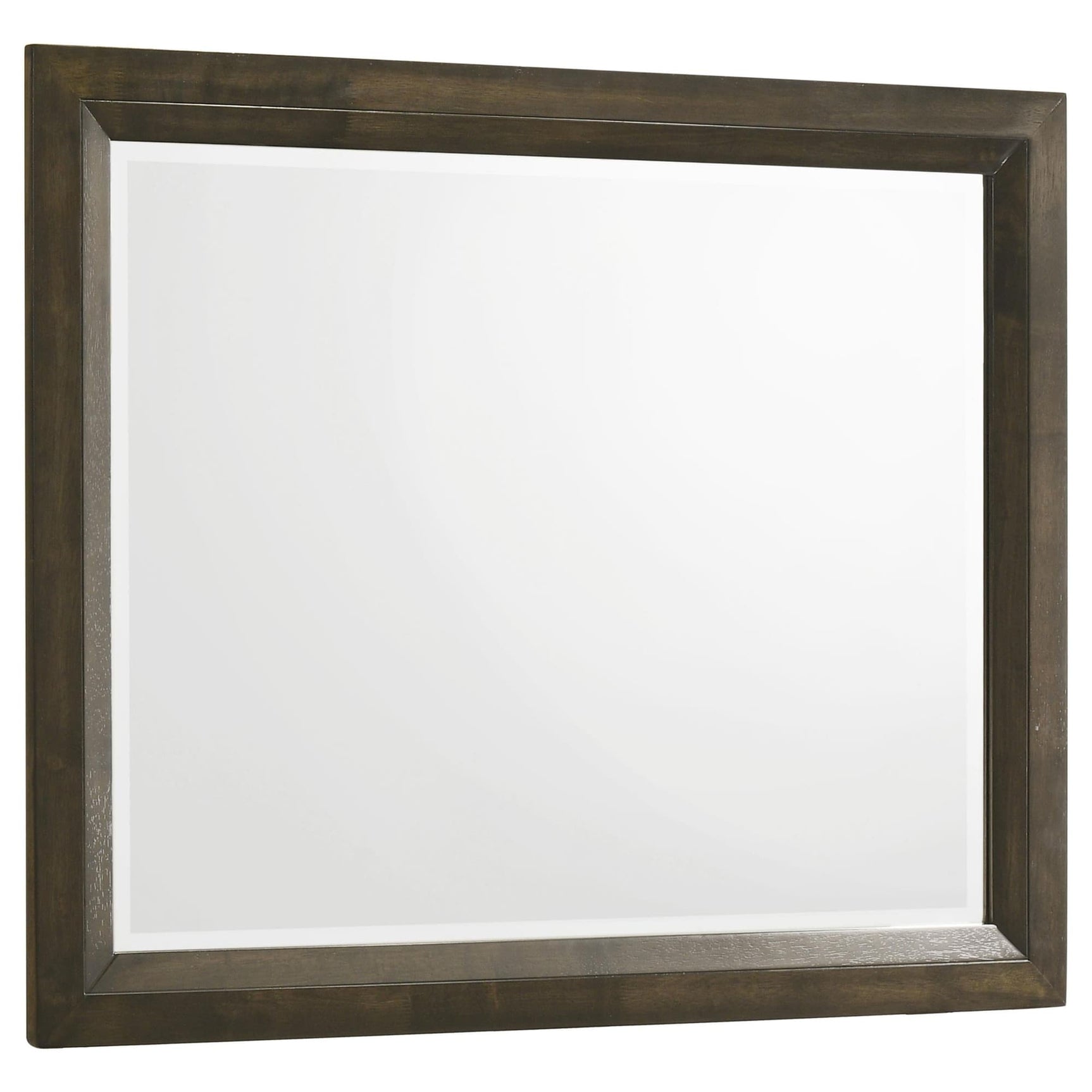 Atlas Bedroom Dresser Mirror Dark Oak, front view showing open corner frame