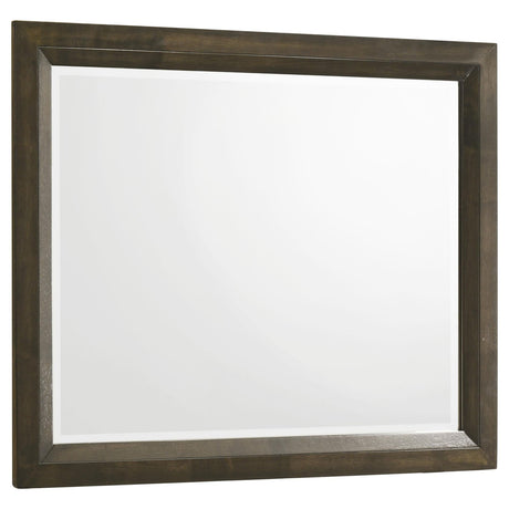 Atlas Bedroom Dresser Mirror Dark Oak, front view showing open corner frame
