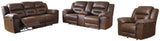 Stoneland Chocolate Reclining Sofa front view