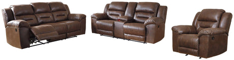 Stoneland Chocolate Reclining Sofa front view