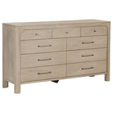 Solano 9-drawer weathered mango bedroom dresser front view
