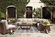 Beachcroft beige 5-piece outdoor sectional set with coffee table front view