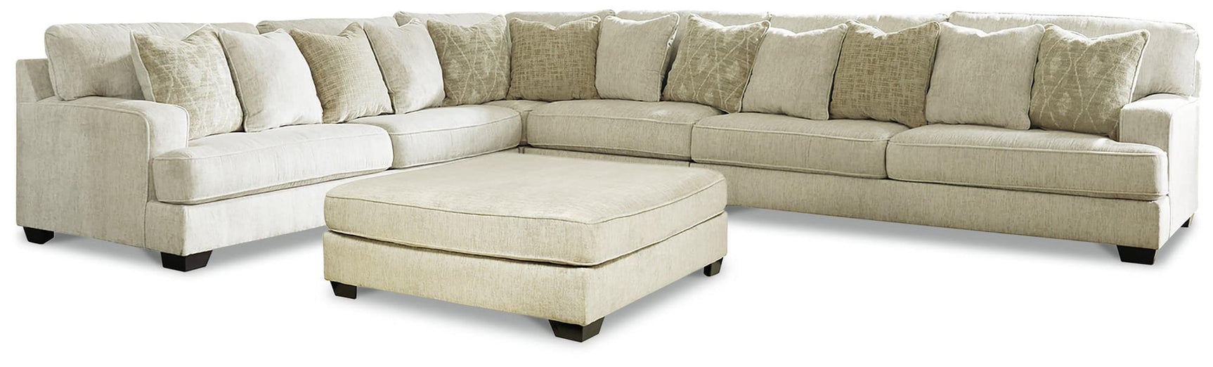 main view of Rawcliffe Parchment 4-Piece Sectional Sofa with Ottoman sectional sofa