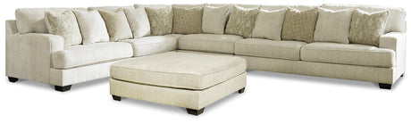 main view of Rawcliffe Parchment 4-Piece Sectional Sofa with Ottoman sectional sofa
