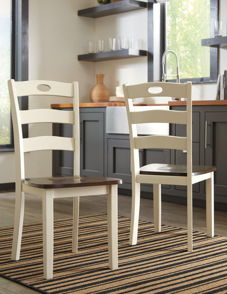 Woodanville Cream and Brown Dining Chair front view
