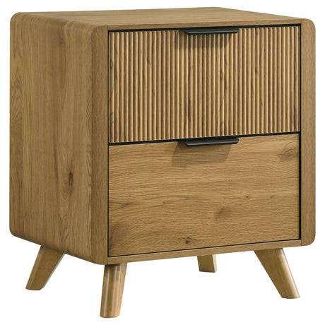 Bennett 2-drawer light oak bedroom nightstand front view