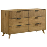 Bennett 6-drawer light oak bedroom dresser cabinet front view
