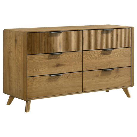 Bennett 6-drawer light oak bedroom dresser cabinet front view