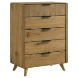 Bennett 5-drawer light oak bedroom chest front view