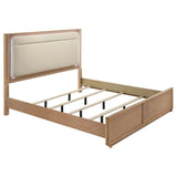 Leanne Eastern King LED Panel Bed off white and light oak front view