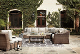 Beachcroft Beige 5-Piece Outdoor Sectional with Coffee Table front view