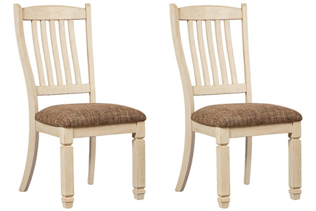 Bolanburg Two-Tone 2-Piece Dining Room Chair with antique white finish front angle