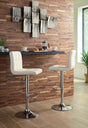 Bellatier Bone 2-Piece Bar Stool front view showing bone faux leather seat and chrome base