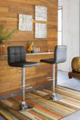 Bellatier black faux leather bar stool with chrome base front angle