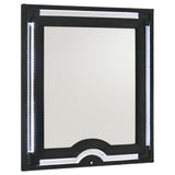 Ravenne Black Velvet Upholstered LED Dresser Mirror front view