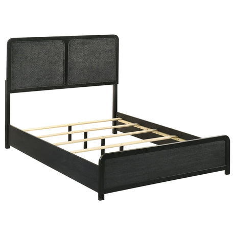 Cavelle 51-inch upholstered full panel bed in black, front view