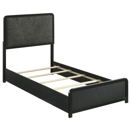 Cavelle 51-inch Upholstered Twin Panel Bed in Black, front view