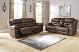 Front view of Stoneland Chocolate power reclining sofa