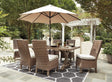 Beachcroft Beige Outdoor Dining Table with six side chairs set