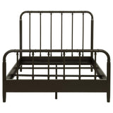 Rocco Full Bed with open water pipe style wooden headboard and footboard, angled view