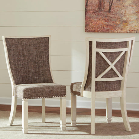 Bolanburg two-tone 2-piece dining chairs with scoop backs and lattice detail