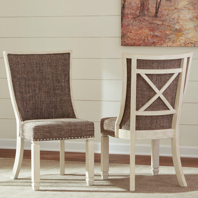 Bolanburg two-tone 2-piece dining chairs with scoop backs and lattice detail