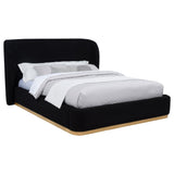 Blaire Eastern King wingback upholstered bed black front view headboard