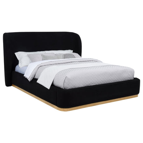 Blaire Eastern King wingback upholstered bed black front view headboard