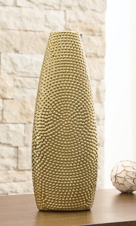 Efim gold finish ceramic vase front view