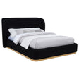 Blaire Upholstered Queen Wingback Platform Bed Black front view