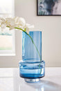 Bealen dark blue glass vase front angle