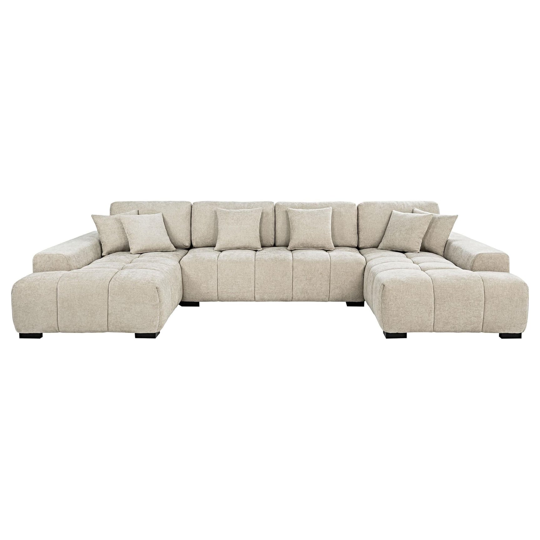 Cannella U-Shaped Double Chaise Upholstered Sectional Sofa beige main view
