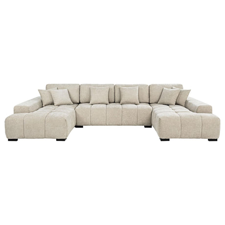 Cannella U-Shaped Double Chaise Upholstered Sectional Sofa beige main view