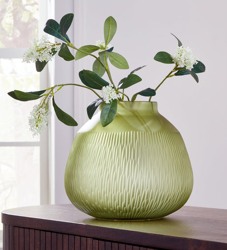Scottyard Olive Green Vase - front angle on white background
