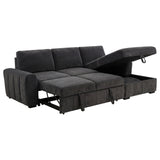 Pastrana grey upholstered sleeper sectional sofa with right-arm chaise, front angle