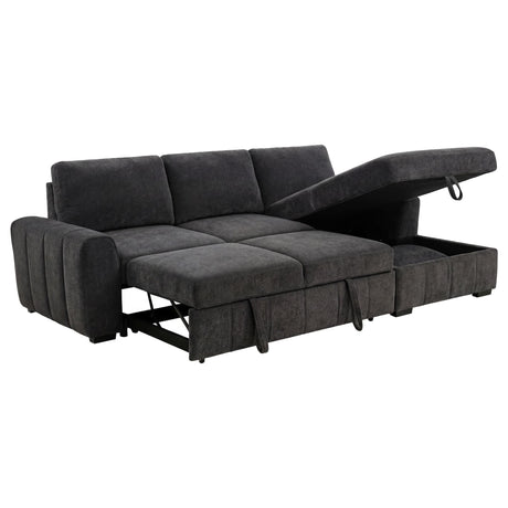 Pastrana grey upholstered sleeper sectional sofa with right-arm chaise, front angle