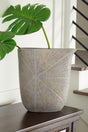 Front angle of Ardenley antique gold finish vase set of 2