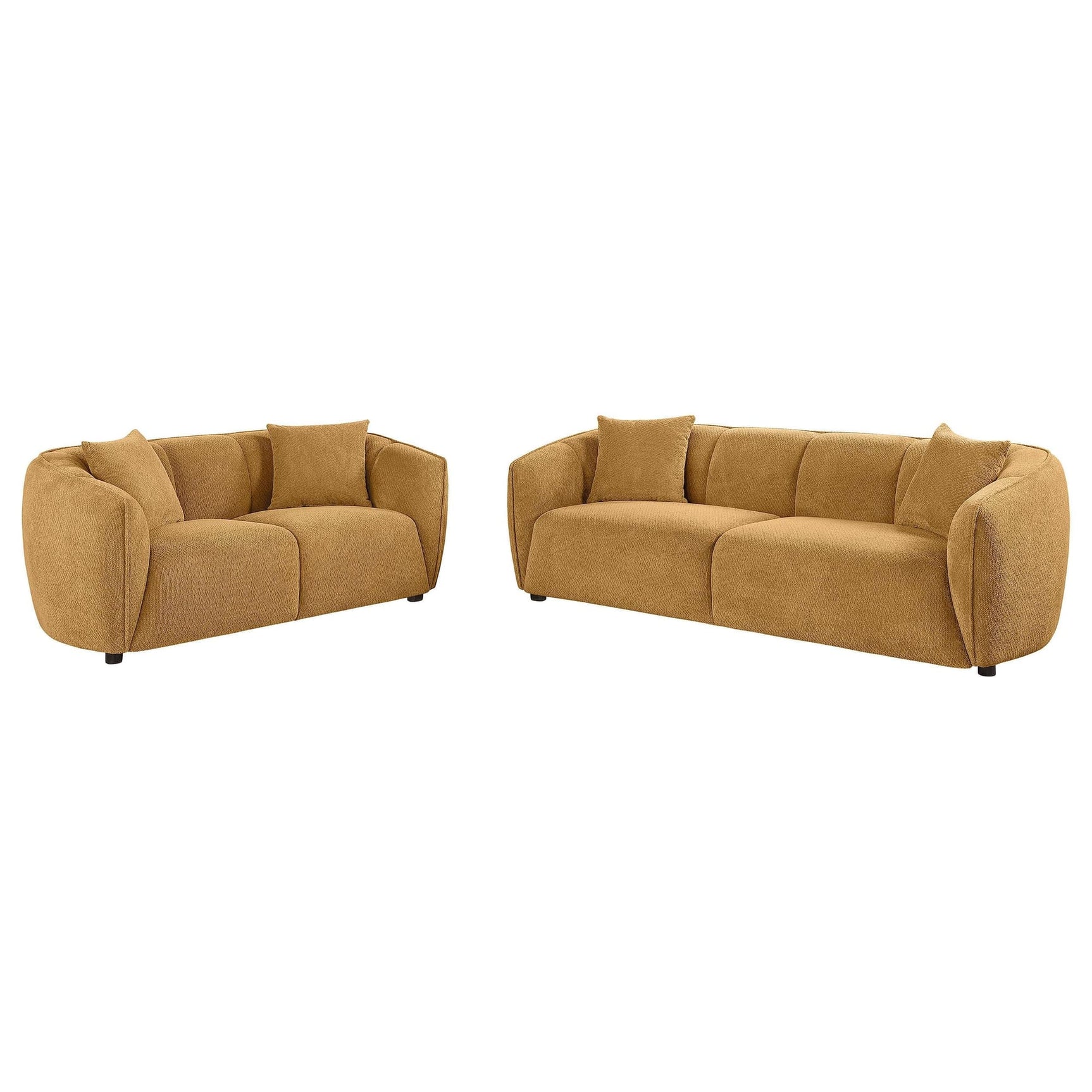 Aleisha 2-piece chenille upholstered sofa set mustard yellow main view