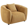 Aleisha chenille upholstered accent chair in mustard yellow angled view