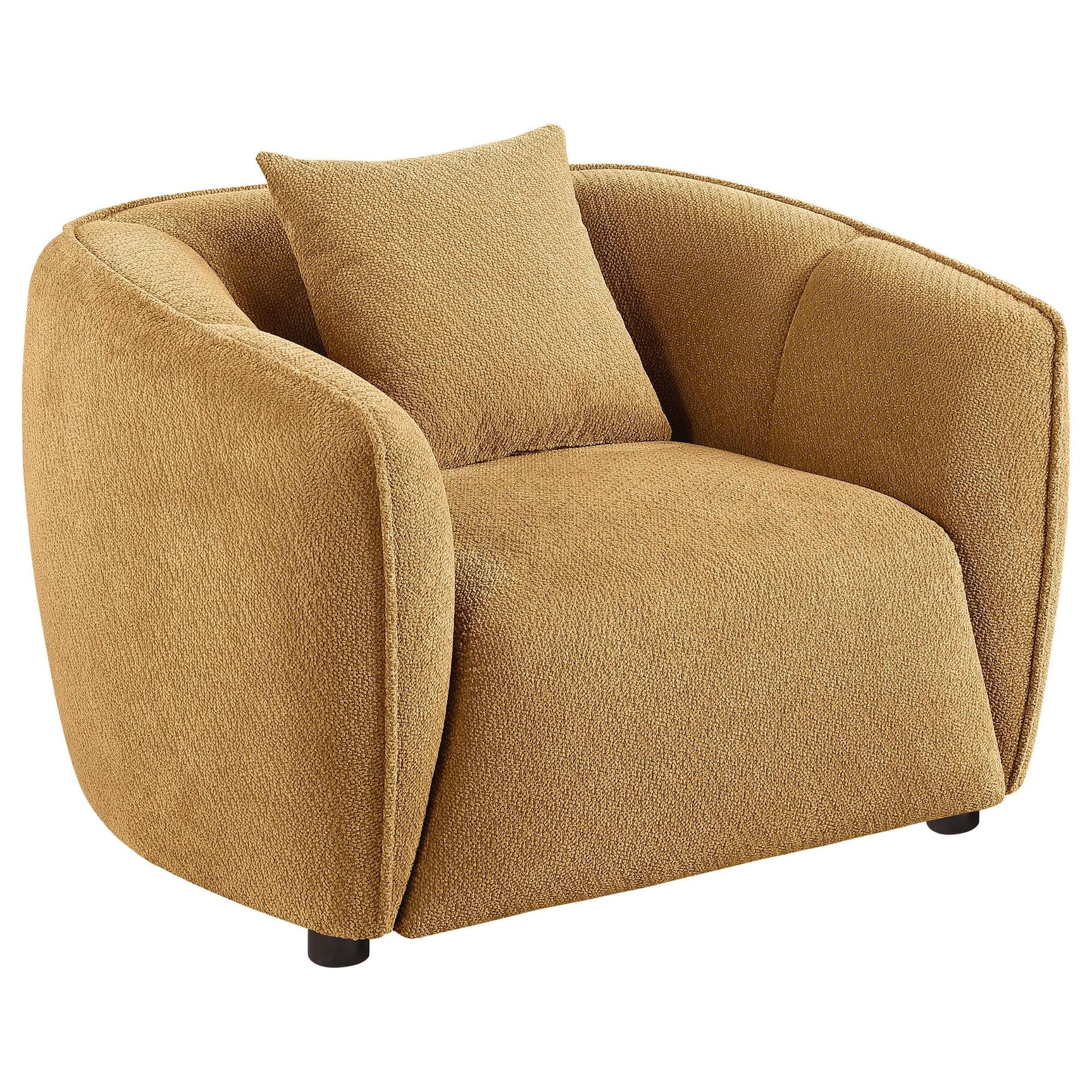 Aleisha chenille upholstered accent chair in mustard yellow angled view