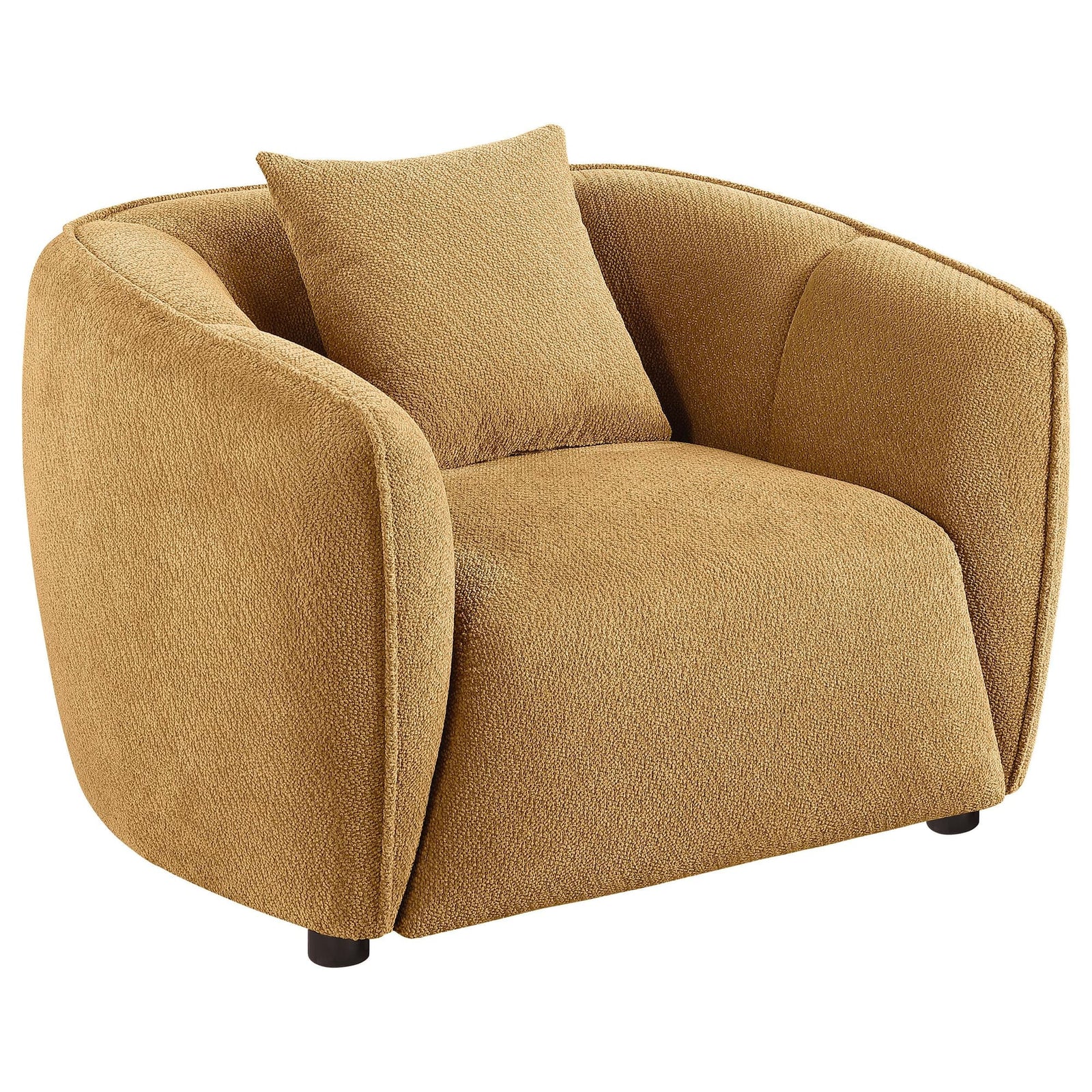 Aleisha chenille upholstered accent chair in mustard yellow angled view