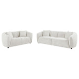 Aleisha ivory chenille upholstered sofa and loveseat set front view