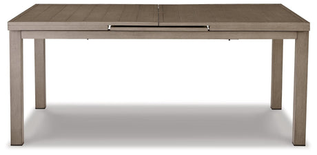 Beach Front Beige Aluminum Outdoor Dining Table front angle