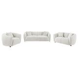 main view of Aleisha 3-piece chenille upholstered sofa and loveseat set in ivory