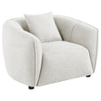 Aleisha Ivory chenille accent chair front angle with vertical channel back