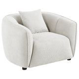 Aleisha Ivory chenille accent chair front angle with vertical channel back