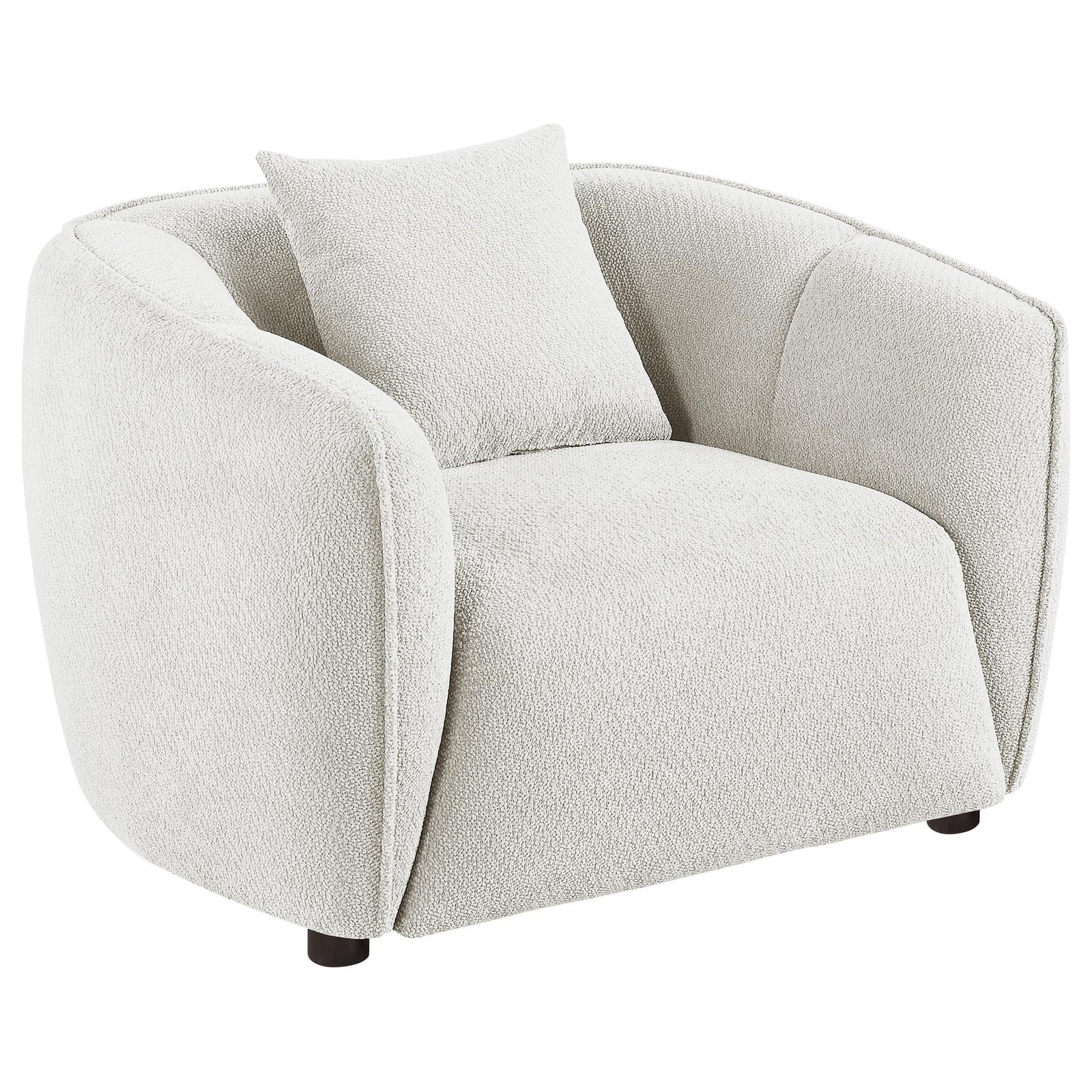 Aleisha Ivory chenille accent chair front angle with vertical channel back