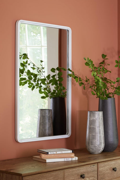 Brocky White Metal Accent Mirror front angle