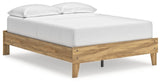 Bermacy Light Brown Full Platform Bed frame angled view